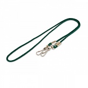 Шнурок для бейджа зеленый с двумя металлическими карабинами