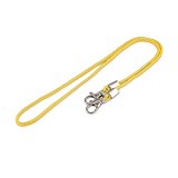 Шнурок для бейджа желтый с двумя металлическими карабинами-люкс
