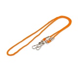 Шнурок для бейджа оранжевый с двумя металлическими карабинами