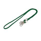 Шнурок для бейджа зеленый с двумя металлическими карабинами-люкс