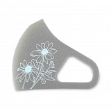 Многоразовая маска с ионами серебра, "Цветы" серая