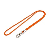 Шнурок для бейджа оранжевый с карабином-клешня