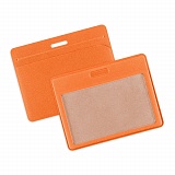 Карман из оранжевой экокожи с дополнительным карманом, горизонтальный