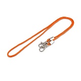 Шнурок для бейджа оранжевый с двумя металлическими карабинами-люкс