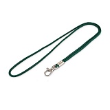 Шнурок для бейджа зеленый с карабином-люкс