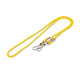 Шнурок для бейджа желтый с двумя металлическими карабинами
