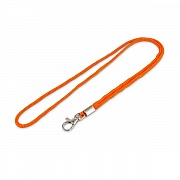 Шнурок для бейджа оранжевый с карабином-люкс