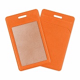 Карман из оранжевой экокожи с дополнительным карманом, вертикальный