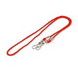 Шнурок для бейджа красный с двумя металлическими карабинами