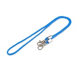 Шнурок для бейджа синий с двумя металлическими карабинами-люкс